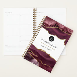 Burgundy en Gold Agate Precious Stone Business Planner