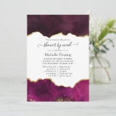 Burgundy en Gold Agate Shower per Mail Kaart (Staand voorkant)