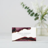 Burgundy en Gold Agate Visitekaartje (Staand voorkant)