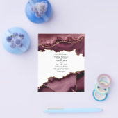 Burgundy en Gold Agate Wedding Invitation Flyer (Enkel)