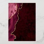 Burgundy en Gold Faux Agate Bat Mitzvah Folie Uitnodiging (Achterkant)