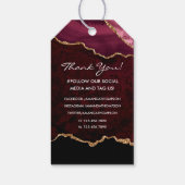 Burgundy en Gold Geode Agate Precious Stone Cadeaulabel (Achterkant)
