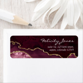 Burgundy en Gold Geode Agate Stone Etiket