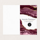 Burgundy en Gold Geode Agate Stone Visitekaartje (Buitenkant ongevouwen)