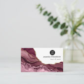 Burgundy en Gold Geode Agate Stone Visitekaartje (Staand voorkant)