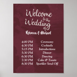 Burgundy en Gold GlitterWedding Order of Events P Poster