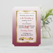 Burgundy en Gold Gradient Wedding Invitations Kaart (Staand voorkant)