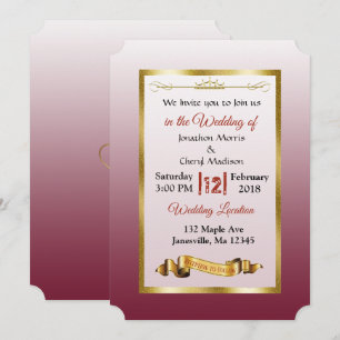 Burgundy en Gold Gradient Wedding Invitations Kaart