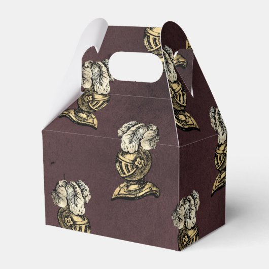 Burgundy en Gold Knight Pattern Bedankdoosjes (Achterkant)