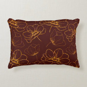 Burgundy en Gold Leaf Lumbar Accent Pillow Kussen