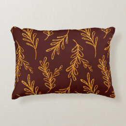 Burgundy en Gold Leaf Sprig Lumbar Accent Pillow Accent Kussen