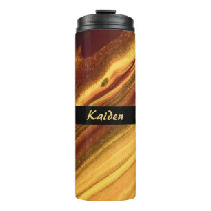 Burgundy en Gold Marble Thermosbeker