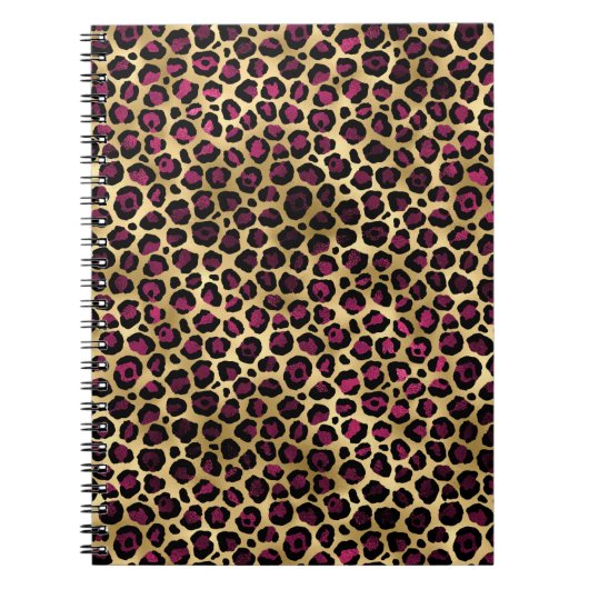 Burgundy en Goud Luipaard Serie Design 2 Notitieboek (Voorkant)