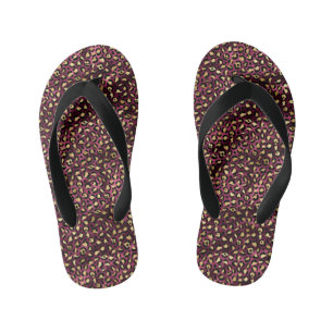 Burgundy en Goud Luipaard Serie Ontwerp 1 Kinder Teenslippers