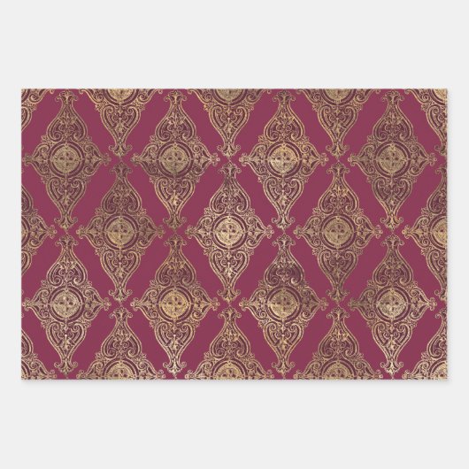 Burgundy en goud Parijs thema Inpakpapier Vel (Voorkant)