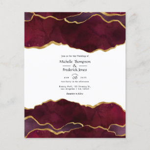 Burgundy en gouden agaten trouwuitnodiging flyer
