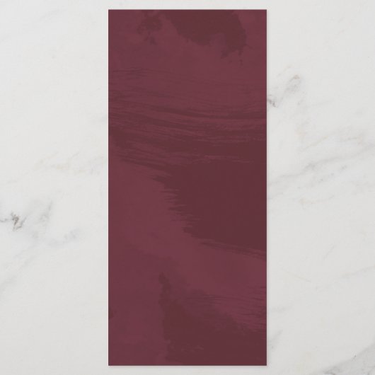 Burgundy en gouden glitterschortmenu programma (Achterkant)