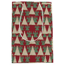 Burgundy en Gouden Kerstboom Cadeautas