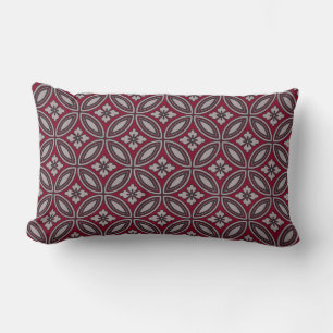 Burgundy en Gray Classic Floral Tile Pattern Kussen