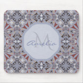 Burgundy en Gray Elegant Pattern gepersonaliseerd Muismat (Voorkant)