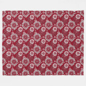 Burgundy en Gray Floral Pattern Fleece Deken (Voorkant (Horizontaal))
