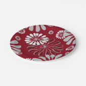 Burgundy en Gray Floral Pattern Papieren Bordje (Gekanteld)