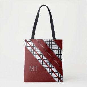 Burgundy en Gray Monogram Draagtas