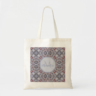 Burgundy en grijs elegant patroon gepersonaliseerd tote bag