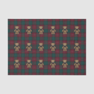 Burgundy en groen teddy tartan tissuepapier