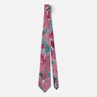 Burgundy en leigrijs aquarel bloemen stropdas