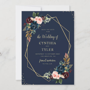 burgundy en marineblauw geometrisch sparen de datu kaart