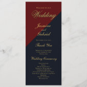 Burgundy en Navy Blue Wedding Programme Programma (Voorkant)