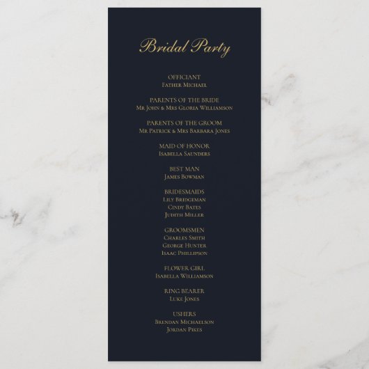 Burgundy en Navy Blue Wedding Programme Programma (Achterkant)
