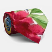 Burgundy en Navy Waterverf Bloem Bruiloft  Stropdas (Opgerold)