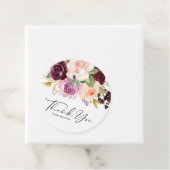 Burgundy en perzikbloemen babyshower bedankt bedankjes labels (In situ)