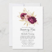 Burgundy en Pink Floral Shower per Mail Kaart (Voorkant)