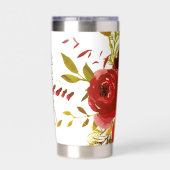 Burgundy en rode waterverf rozen gepersonaliseerd geïsoleerde drinkbeker (Achterkant)