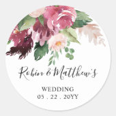 Burgundy en roze bloemen enveloppe zegel / Favorie (Voorkant)