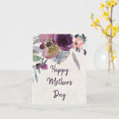 Burgundy en roze waterverf florale Moederdag Kaart (Gele Bloem)