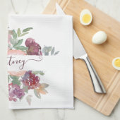 Burgundy en roze waterverf, gepersonaliseerd theedoek (Quarter Fold)