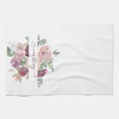 Burgundy en roze waterverf, gepersonaliseerd theedoek (Horizontaal)