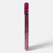 Burgundy en Silver Glitter Case-Mate iPhone Case (Achterkant / Links)