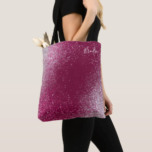 Burgundy en Silver Glitter Draagtas