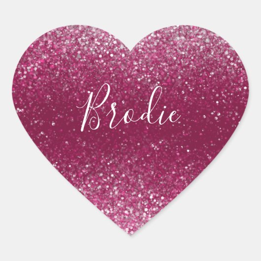 Burgundy en Silver Glitter Hart Sticker (Voorkant)