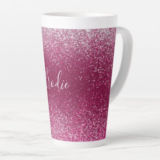 Burgundy en Silver Glitter Latte Mok (Rechterhoek)