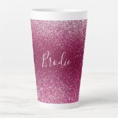 Burgundy en Silver Glitter Latte Mok (Voorkant)