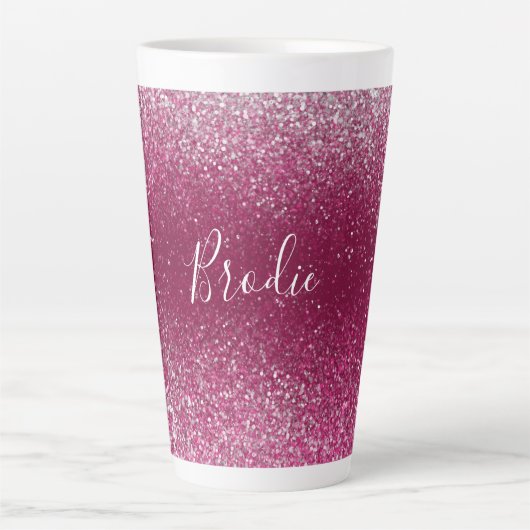 Burgundy en Silver Glitter Latte Mok (Voorkant)