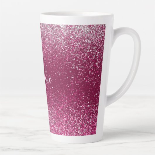 Burgundy en Silver Glitter Latte Mok (Rechts)
