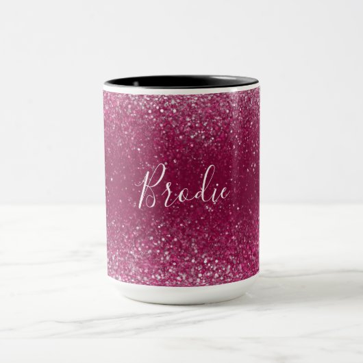 Burgundy en Silver Glitter Mok (Midden)