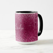 Burgundy en Silver Glitter Mok (Voorkant rechts)